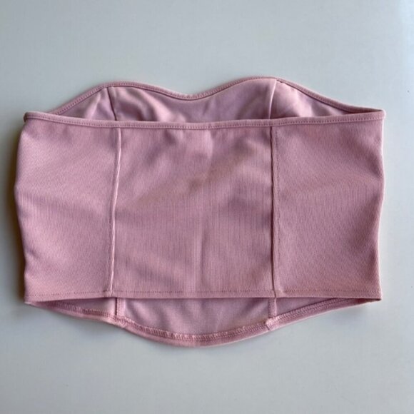 H&M Pink Strapless Crop Top Bandeau US S - Picture 3 of 5